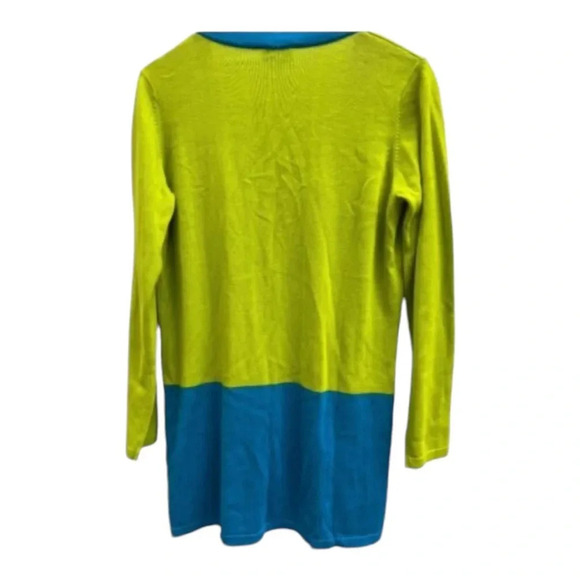 Joan Rivers Color Block‎ Boyfriend Cardigan Size S Lime Turquoise Colorblock New - Picture 6 of 6